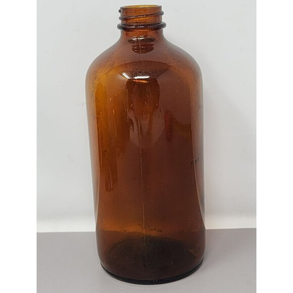 Vintage Amber Glass Bottle Apothecary Style‎ Round Shape Durable Display - Picture 4 of 9